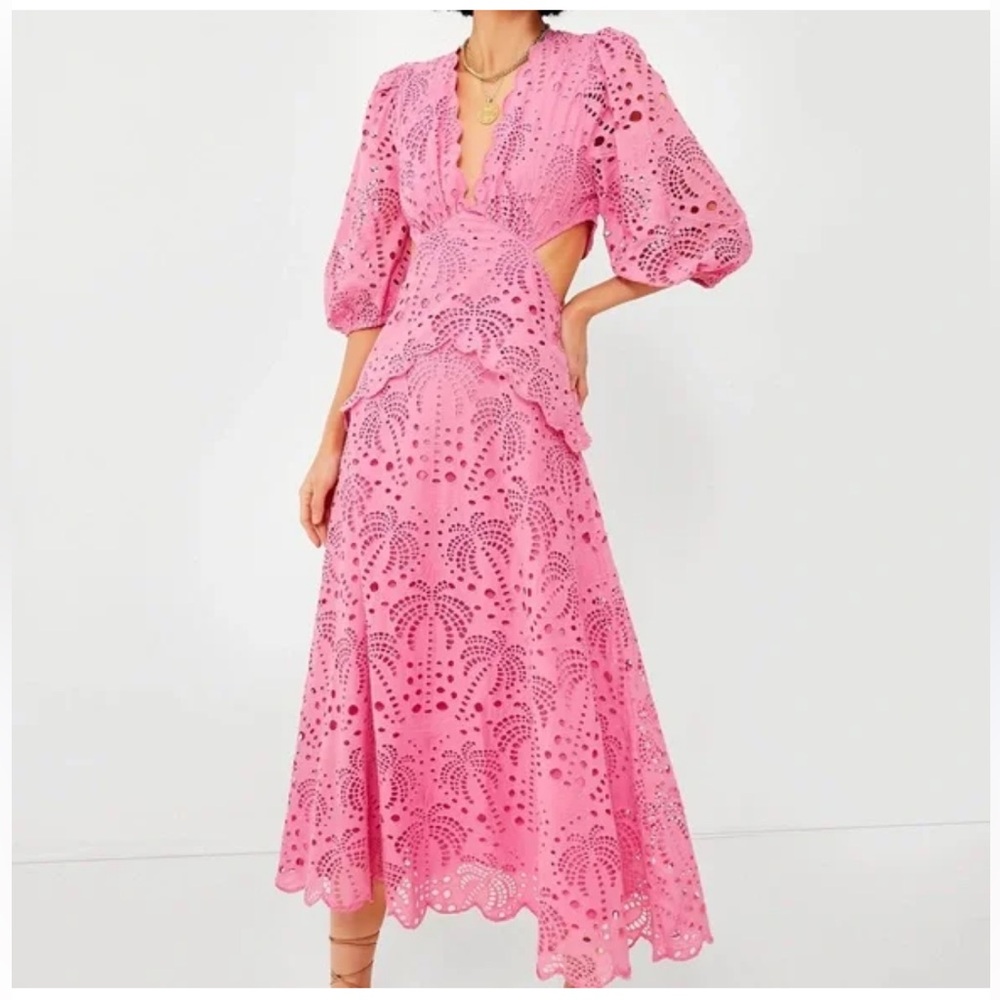 FARM Rio Vibrant Pink Eyelet Dress